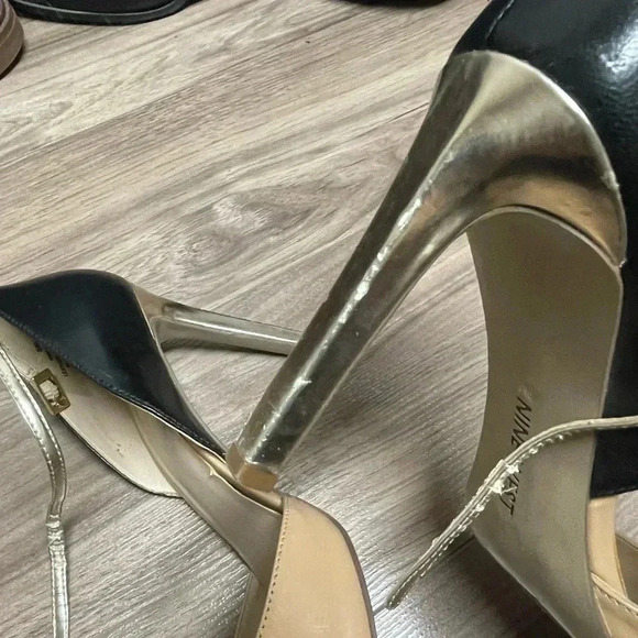 Nine West 3 Tone heels Nude Black Gold 8 - Picture 3 of 9